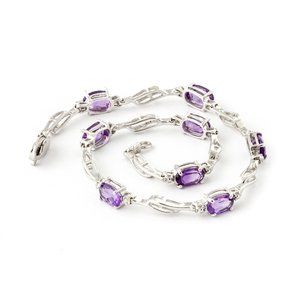 14K GOLD TENNIS BRACELET WITH AMETHYSTS & DIAMONDS